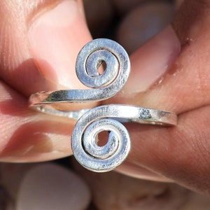 Spiral ring, Handmade Sterling silver ring, Double Spiral ring, Silver Spiral Ring, Gift For Her, Unisex Ring, Stackable, Adjustable Ring