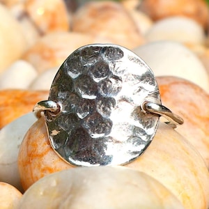 Silver Hammered Ring, Sterling Silver Ring, Hammered Shield Ring, Handmade Simple Ring, Oval Ring, Chunky Ring, Statement Ring, Gift For Her