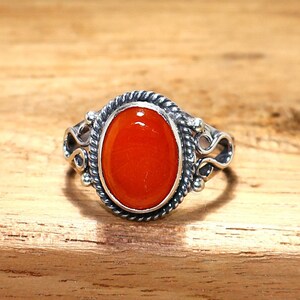 Handmade Carnelian Ring: 925 Sterling Silver Boho Ring, Gift for Christmas