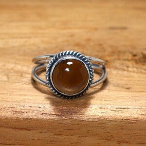 Handmade Smoky Quartz 925 Sterling Silver Ring: Minimalist Gemstone Jewelry, Gift for Christmas