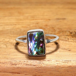 Abalone Shell Ring, 925 Sterling Zilveren Ring, Handgemaakte Zilveren Ring, Peer Edelsteen Ring, Promise Ring, Unieke Ring, Huwelijkscadeau