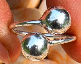Double Ball Ring, Two Balls Ring, Ball Ring, Adjustable Ring