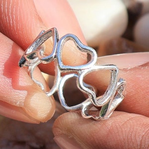 Heart to Heart Ring, Heart Band Ring, 925 Sterling Silver Handmade Promise Ring, Women Ring, Heart Shape Jewelry, Gift For Her Birthday Gift