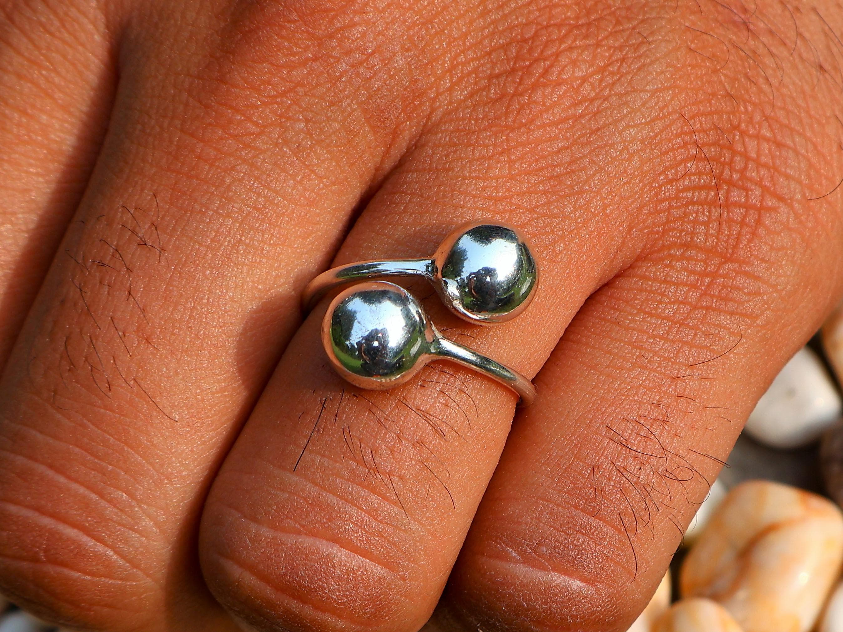 Double Ball Ring, Two Balls Ring, Ball Ring, Adjustable Ring