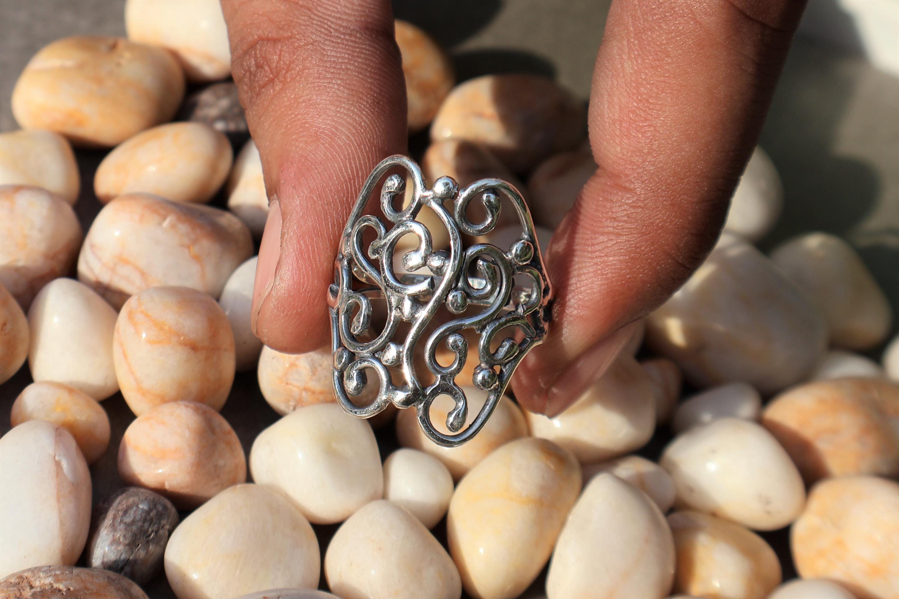 Swirl Ring, 925 Sterling Silver Spiral Ring, Handmade Boho 