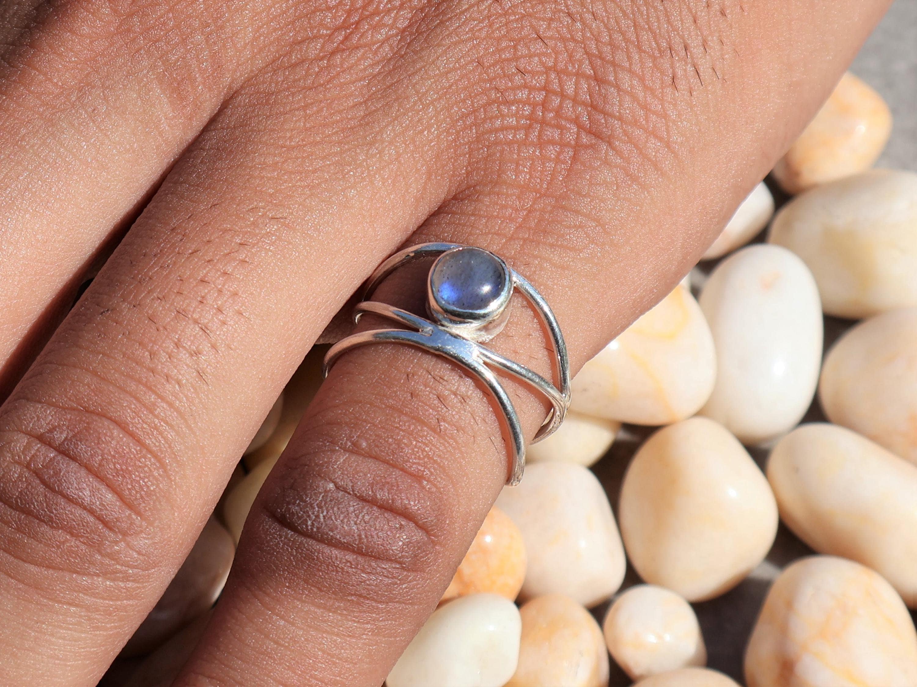 Handmade Labradorite Ring, 925 Sterling Silver Statement Ring