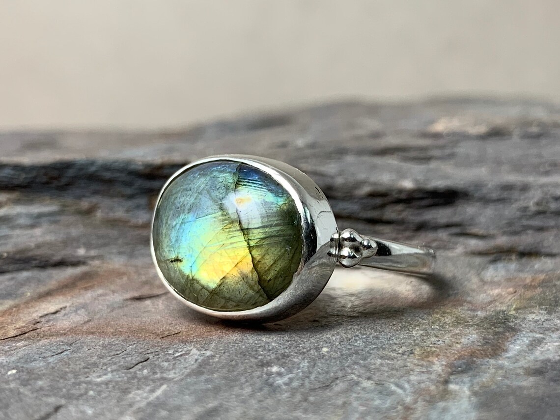 Oval Labradorite Ring Sterling Silver Ring for Women Etsy