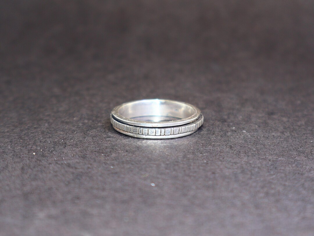 Handmade 925 Silver Spinner Ring, Fidget Wide Band Ring, Meditation ...