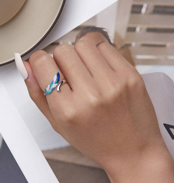 Blue cheap feather ring