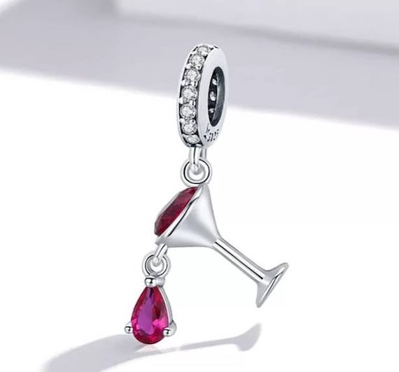 Amuleto de pulsera de copa de vino de plata amuleto de - Etsy