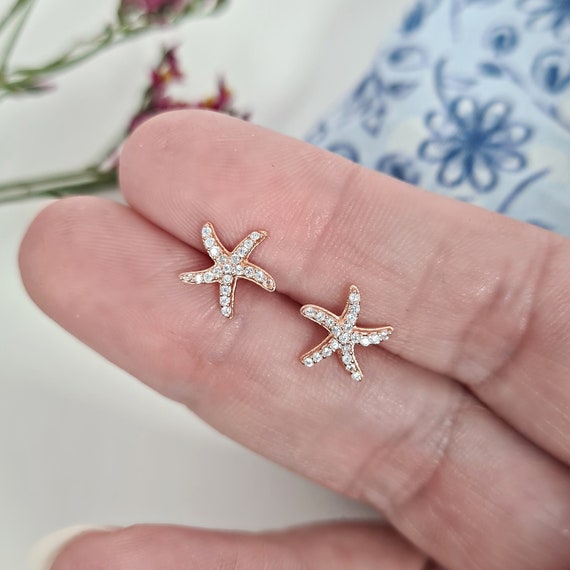 Rose gold starfish best sale earrings