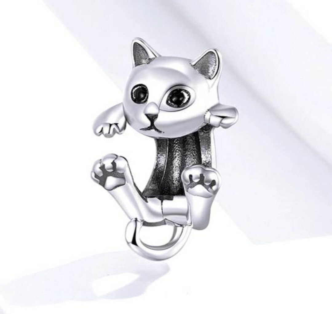 Silver Cat Bracelet Charm Fits Pandora Cat Charm Animal Etsy Italia