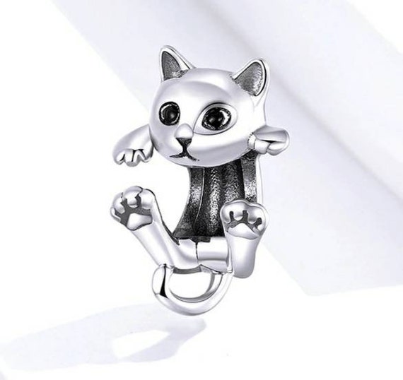 Silver Cat Bracelet Charm, Fits Pandora Cat Charm, Animal Lover Gift, Cat  Lover, Hanging Cat Charms 