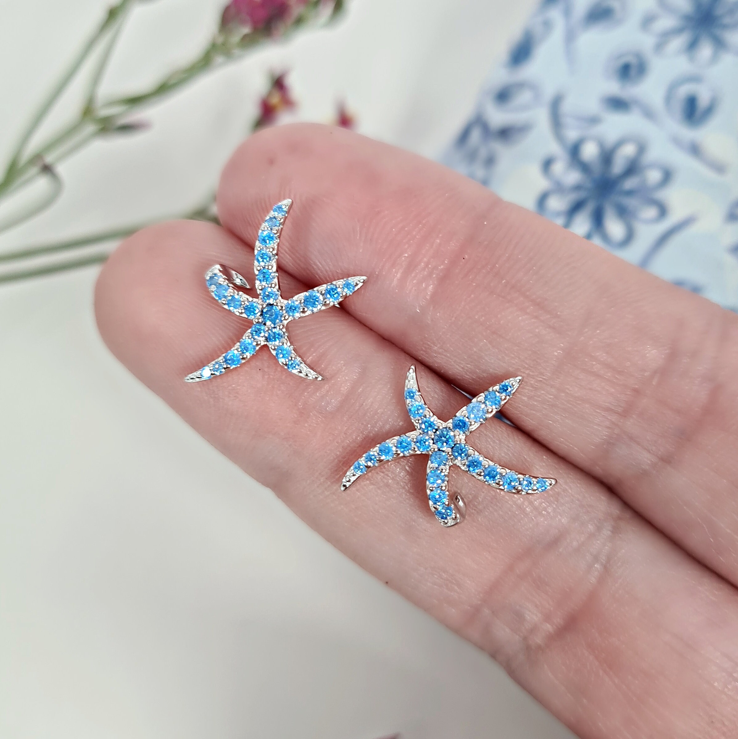 starfish silver earrings