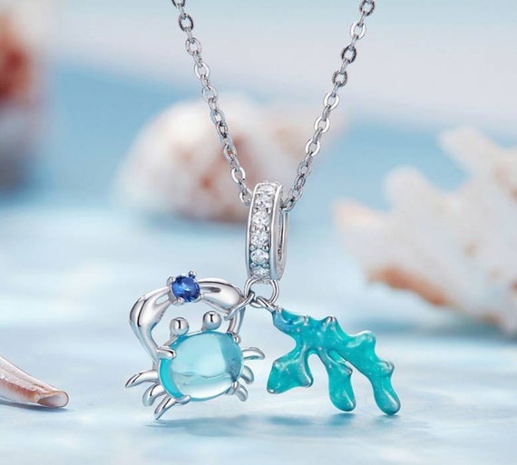 Beach Holiday Necklace Fits Pandora Crab Charm Coral Etsy Australia