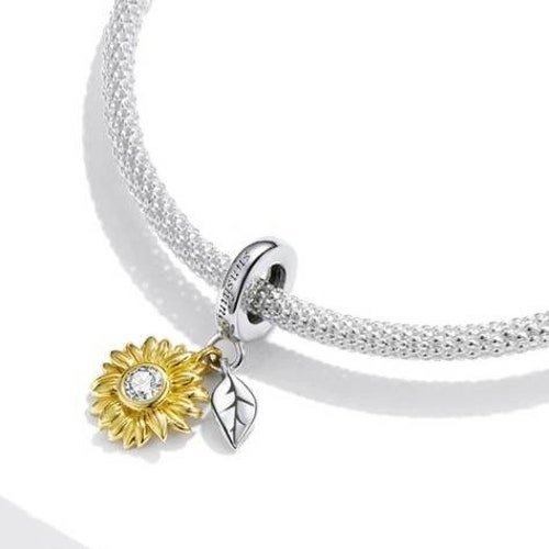 925 Silver Sunflower Bracelet Charm 