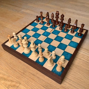 Hand Crafted Custom Solid Wood Epoxy Chess Board