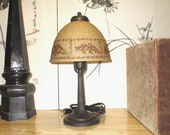 PG 31 Antique Reverse Painted Molded Glass Table Lamp 8 1 4 quot Shade