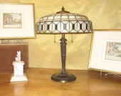 PG 31 All Original Arts and Crafts Lamb Brothers and Green Stained Slag Glass Lamp 1920 39 s