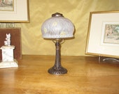 PG 31 Antique Reverse Painted Molded Glass Table Lamp 8 quot Shade