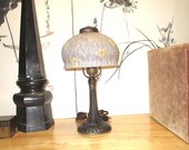 PG 31 Antique Reverse Painted Molded Glass Table Lamp 8 quot Shade