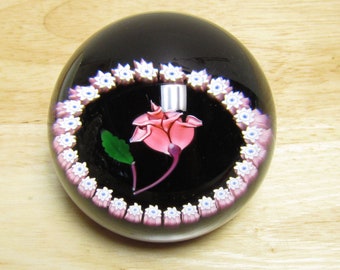 PG 50 Signed Caithness Flower Paperweight Millefiore Rose