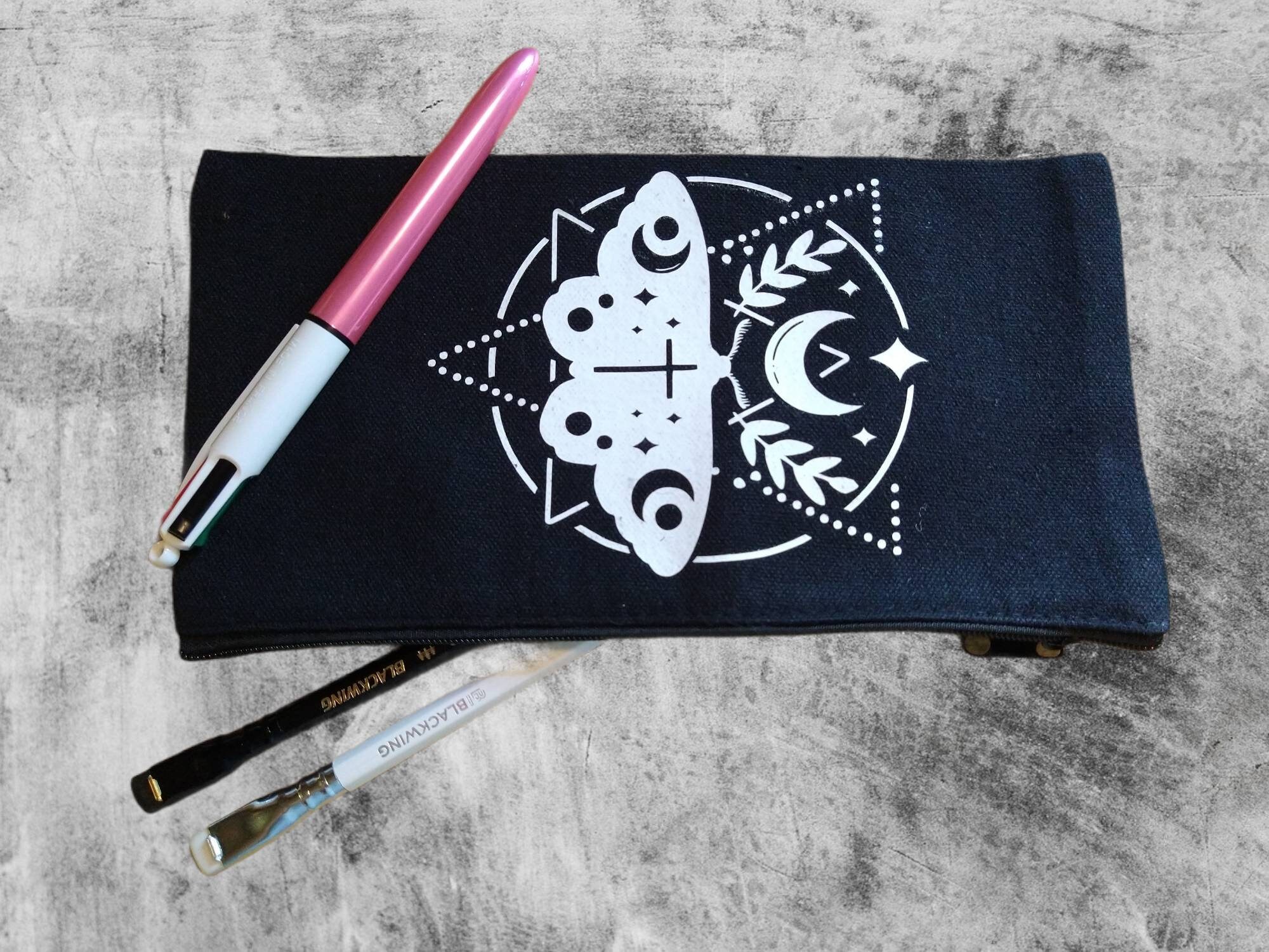 Glow in the dark pencil case gothic pencil case back to Etsy
