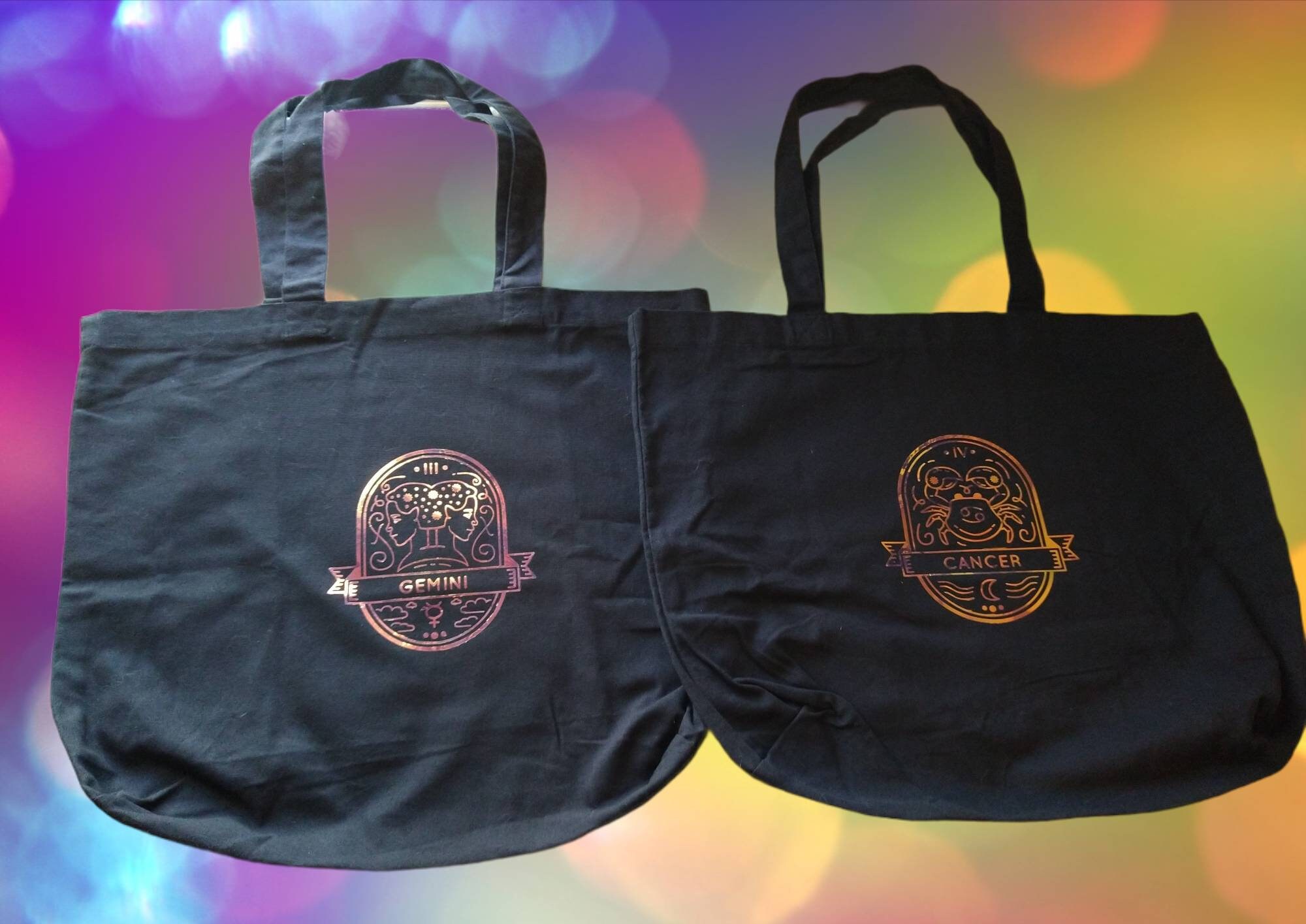 Holographic zodiac tote bags zodiac bag reusable market bag Etsy