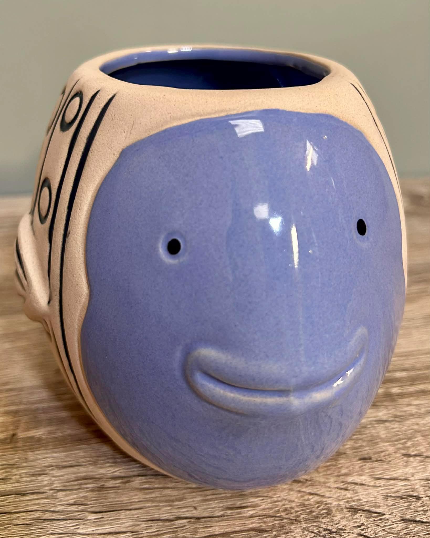 Ceramic Blue Fish Indoor Plant Pot Seaside Cosy Home Décor Marine Ocean ...