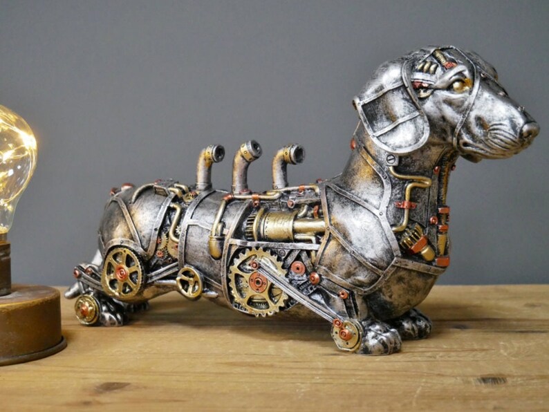Steampunk Sausage Dog Dachshund Ornament Metallic Industrial Etsy UK