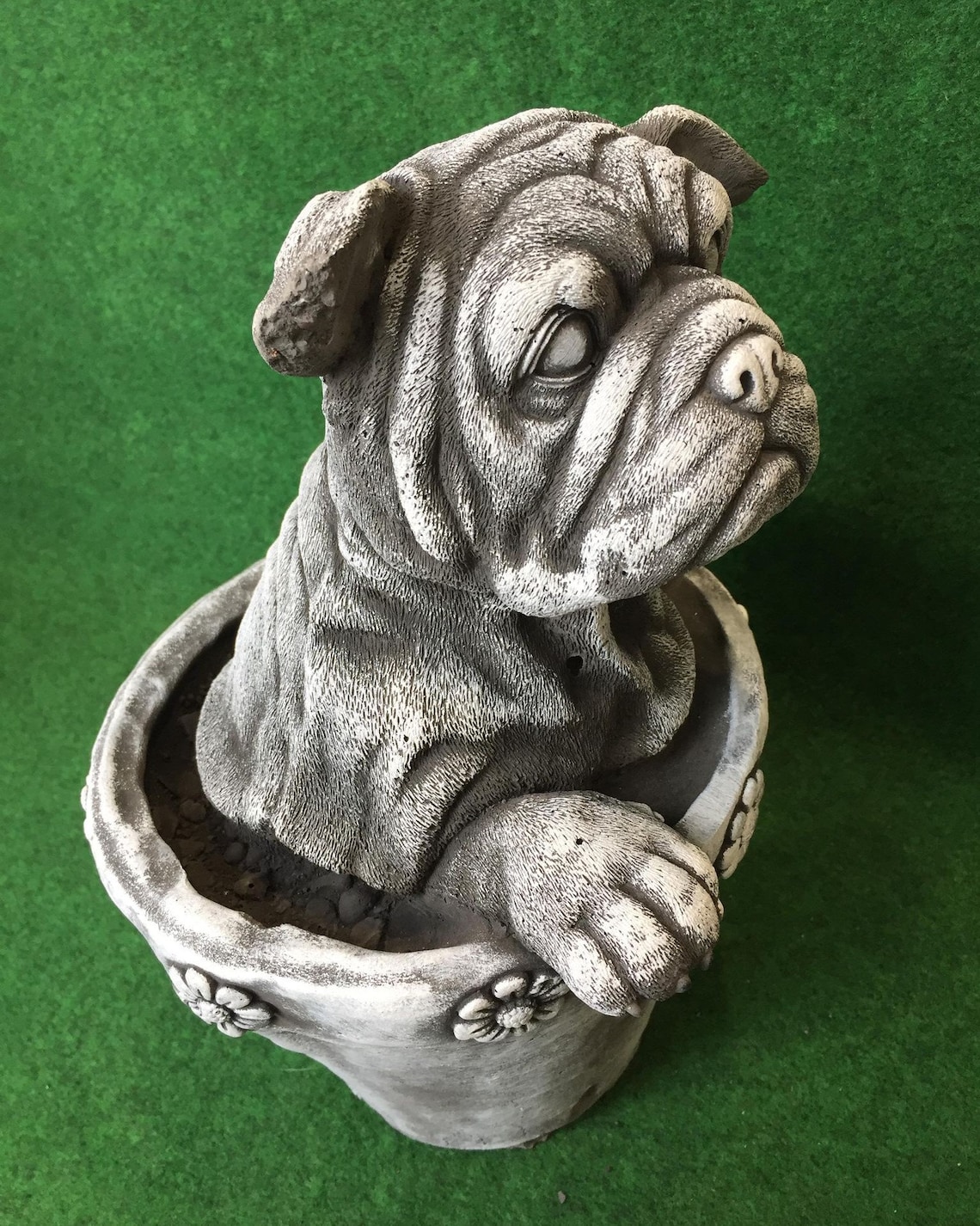 Boxer Dog In Plant Pot Concrete Garden Sculpture Lawn Ornament Etsy