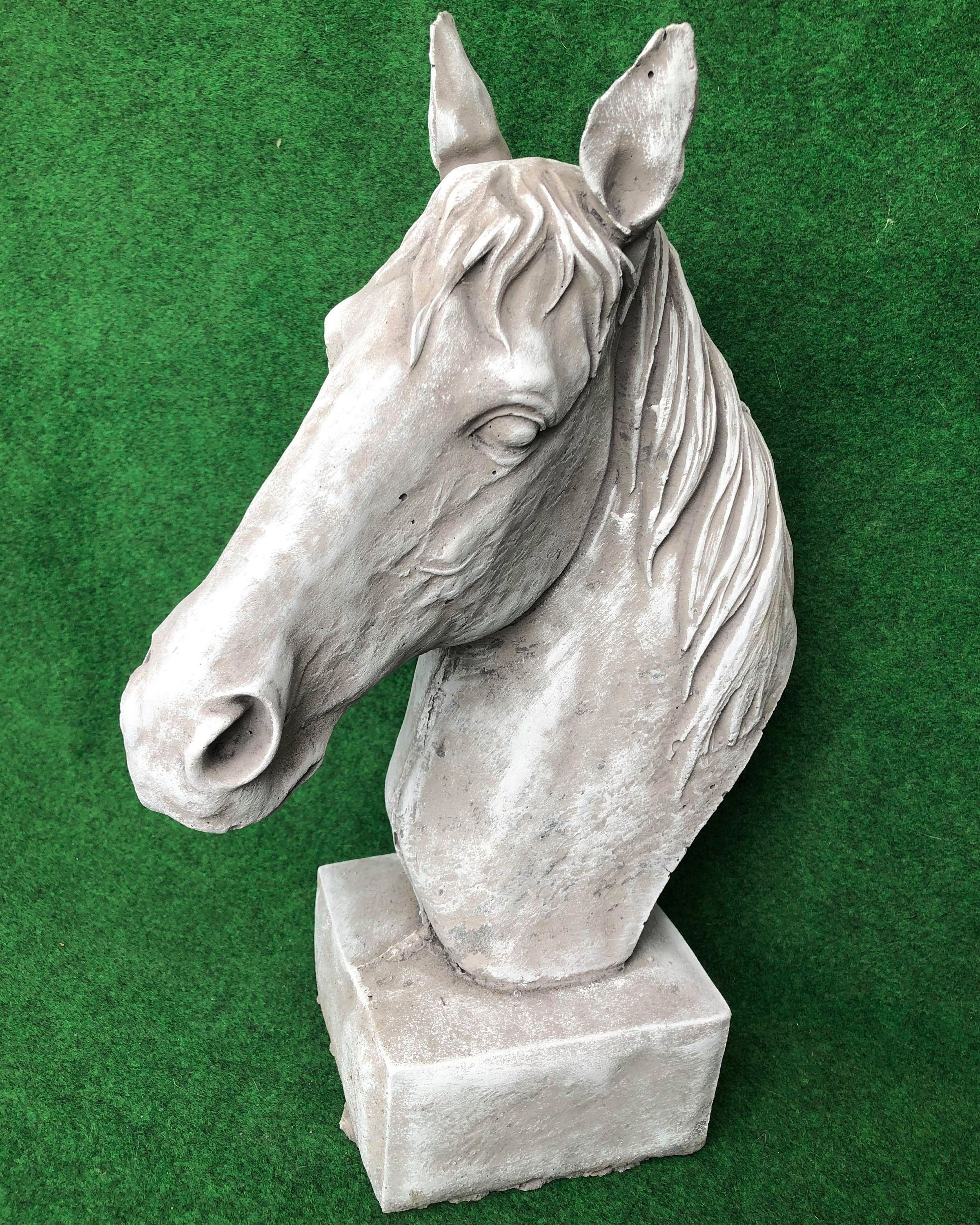 Concrete Garden Horse Head Bust Sculpture Outdoor Garden Etsy