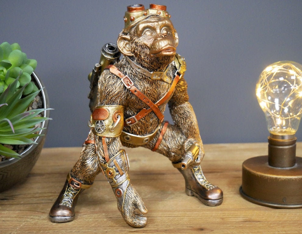 入園入学祝い Pack Jet With Monkey Steampunk Gold Ornament Home Finish コレクション