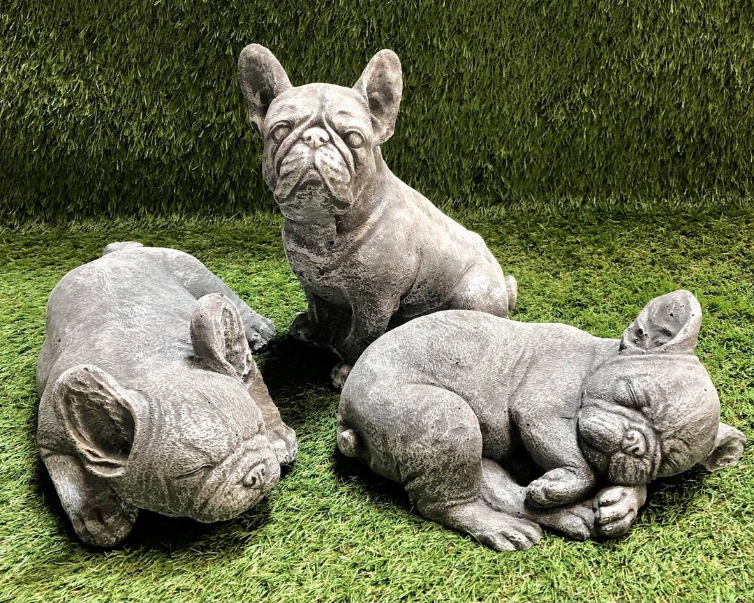 Concrete French Bulldogs Sculpture Lawn Ornament / Dog Etsy UK