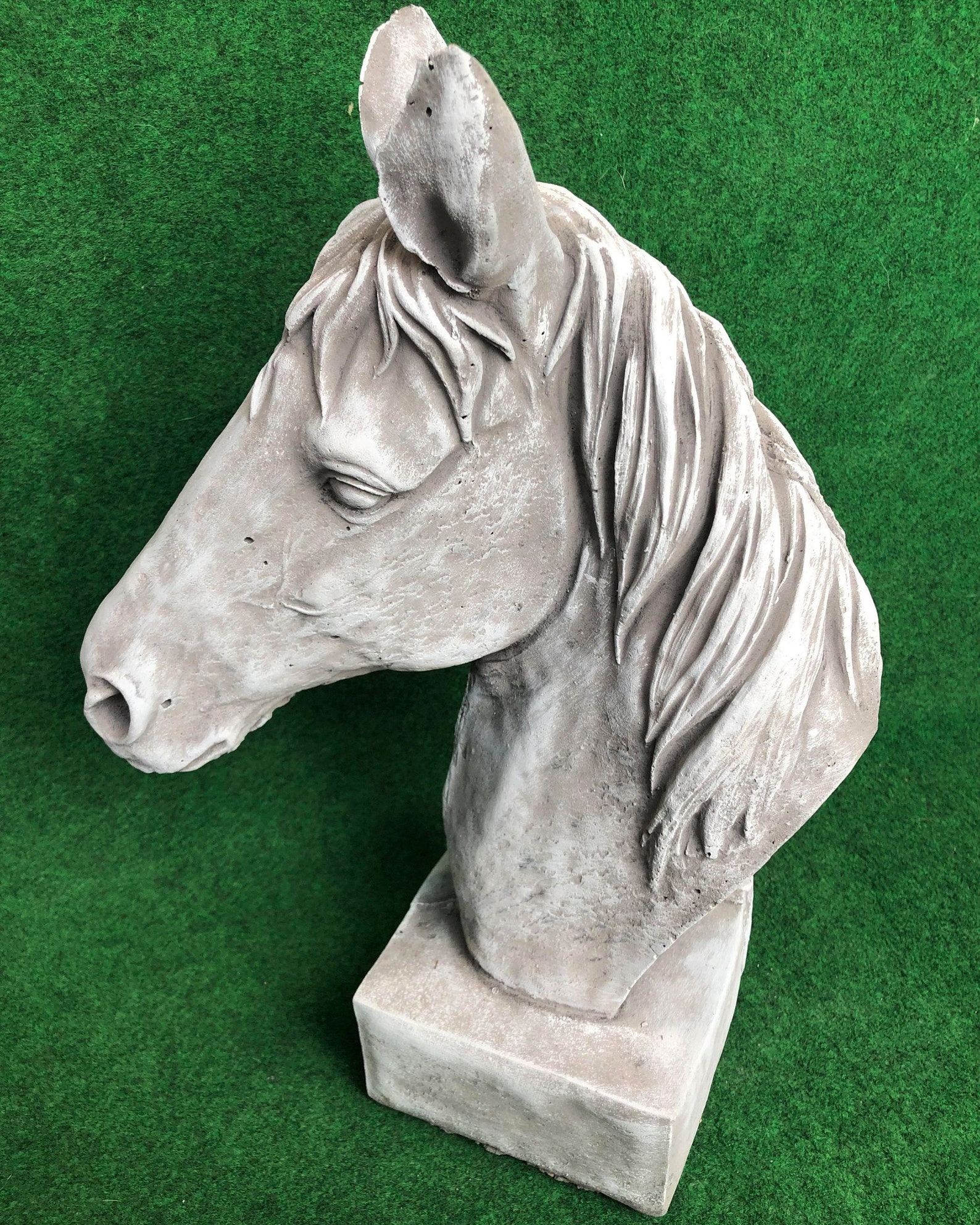 Concrete Garden Horse Head Bust Sculpture Outdoor Garden Etsy