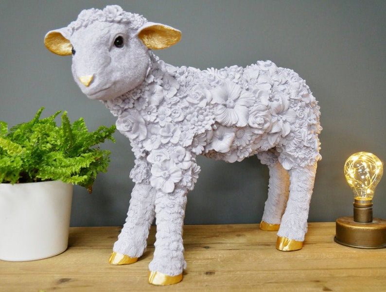 Flowering Sheep Decorative Ornament Large Resin Animal | Etsy