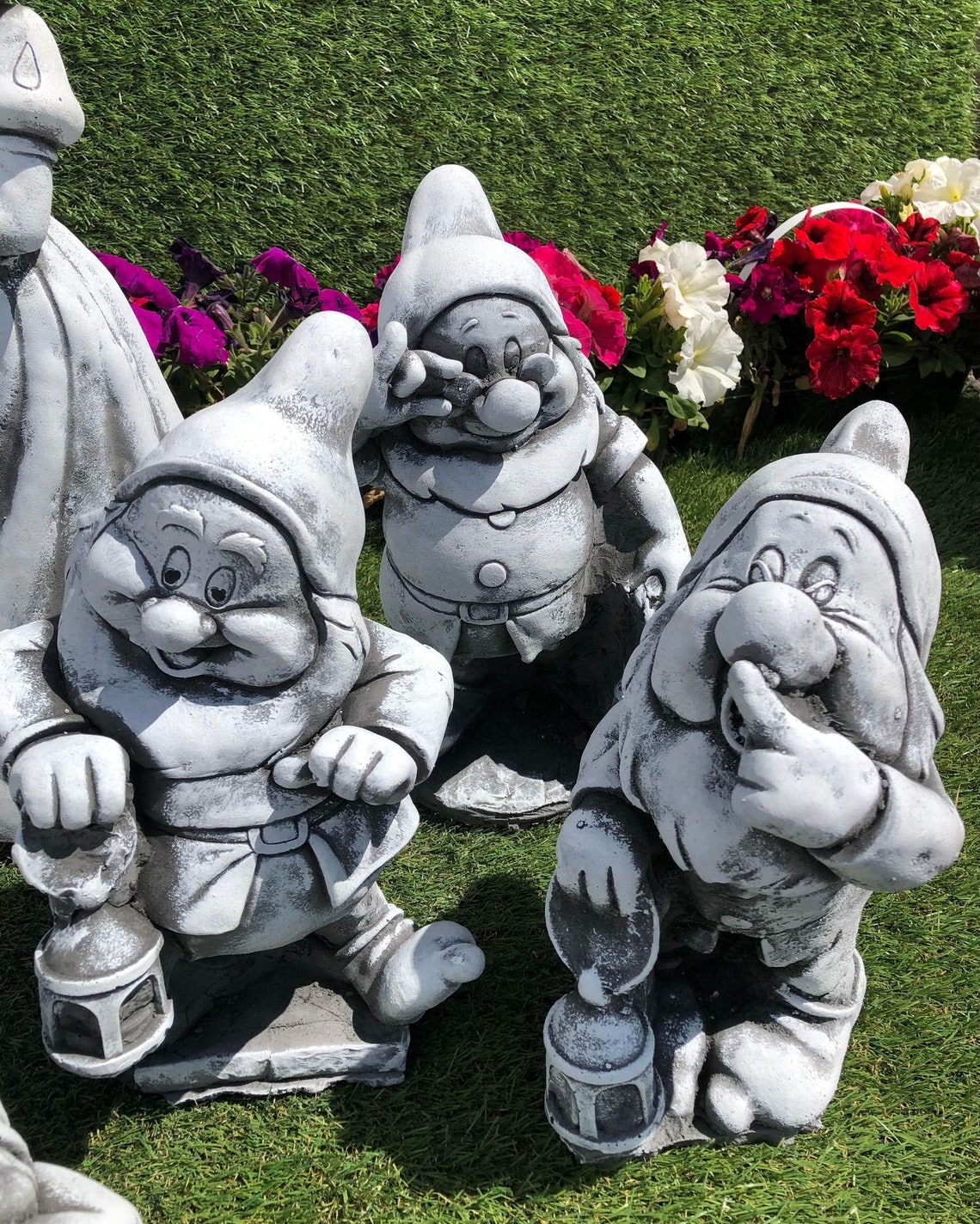 Concrete Snow White Seven Dwarfs Complete Set Garden Lawn Etsy UK