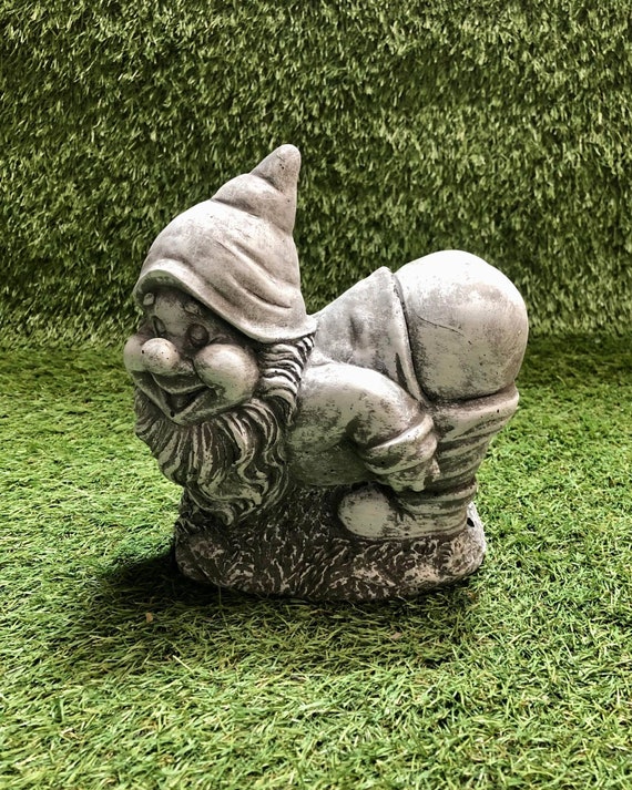 Concrete Naughty Gnome Sculpture Lawn Ornament / Rude Hilarious