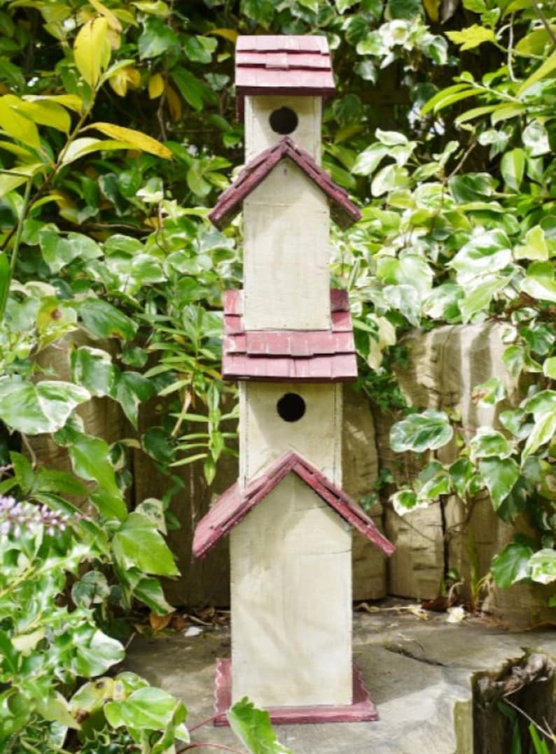 Tall Rustic Bird House Multi Storey Bird Feature Free Standing Etsy