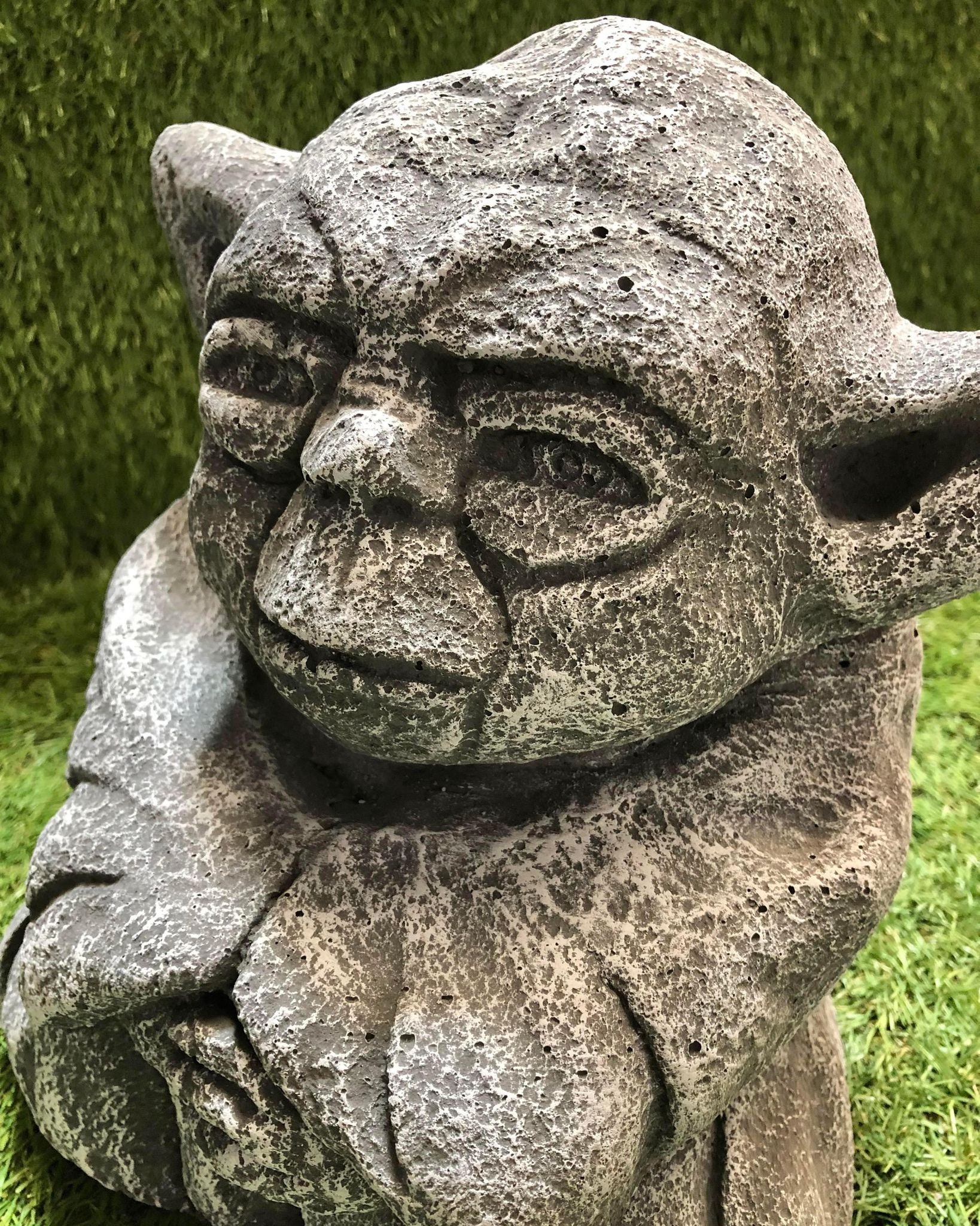 Concrete Yoda Sculpture Garden Lawn Ornament / Star Wars Concrete Stone  Figure Frost Protected 