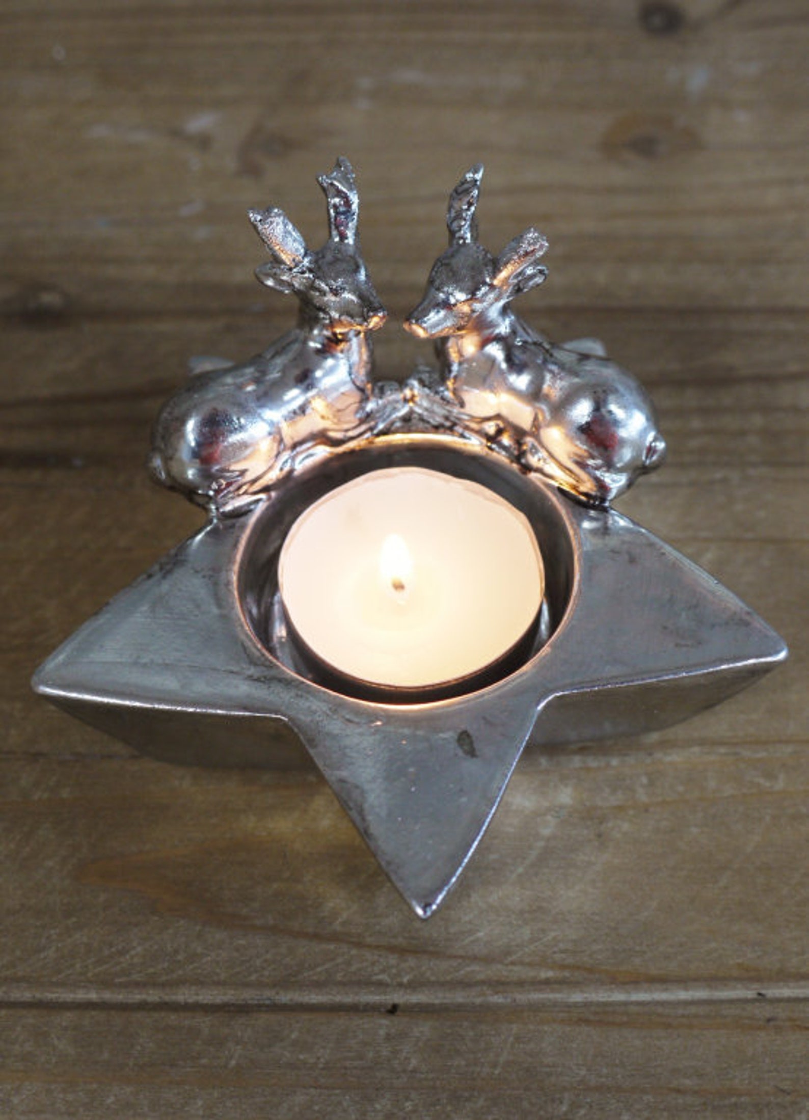 Stag Silver Tealight Candle Holder Unique Home Decor Etsy