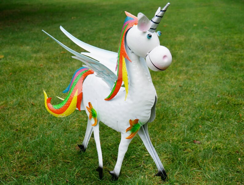 Metal Rainbow Unicorn Magic Garden Ornament Lawn Sculpture Etsy UK