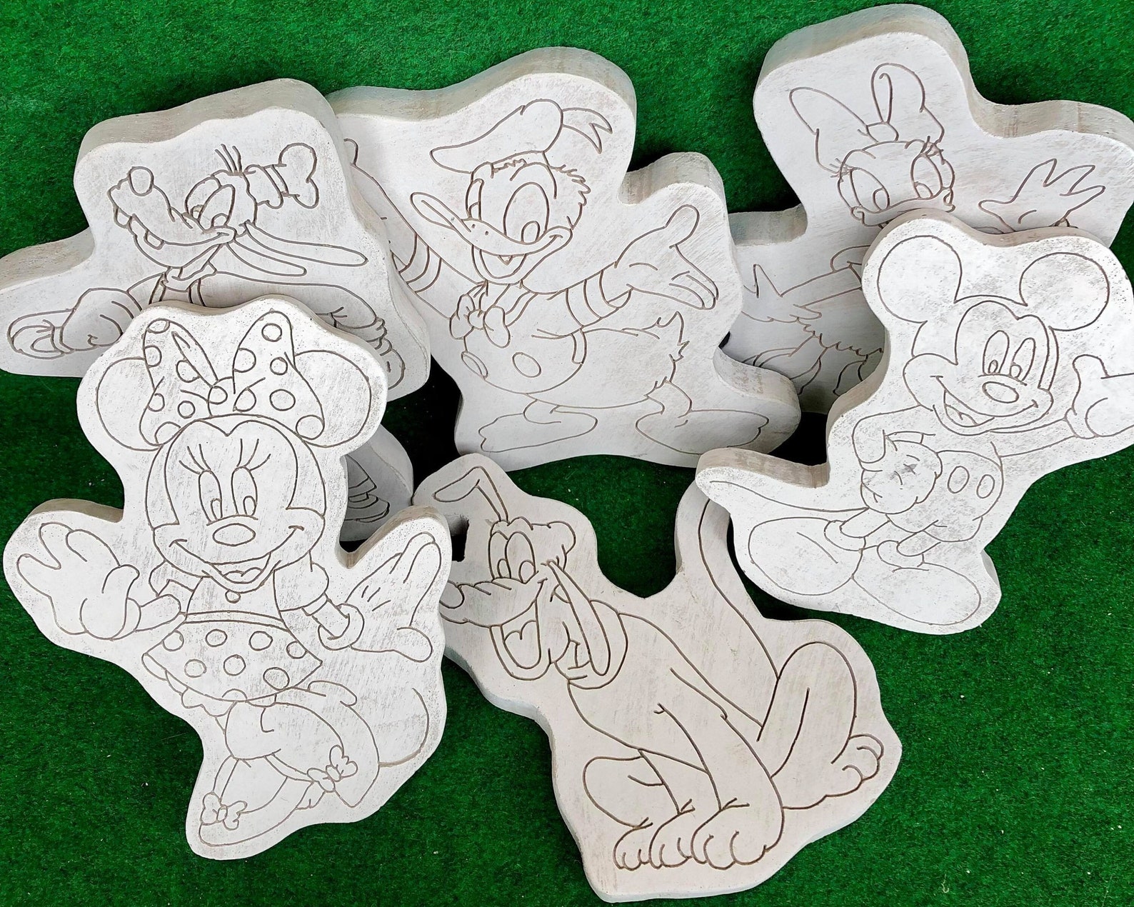 Paintable Concrete Disney Characters White Stone Ornament Wall Etsy