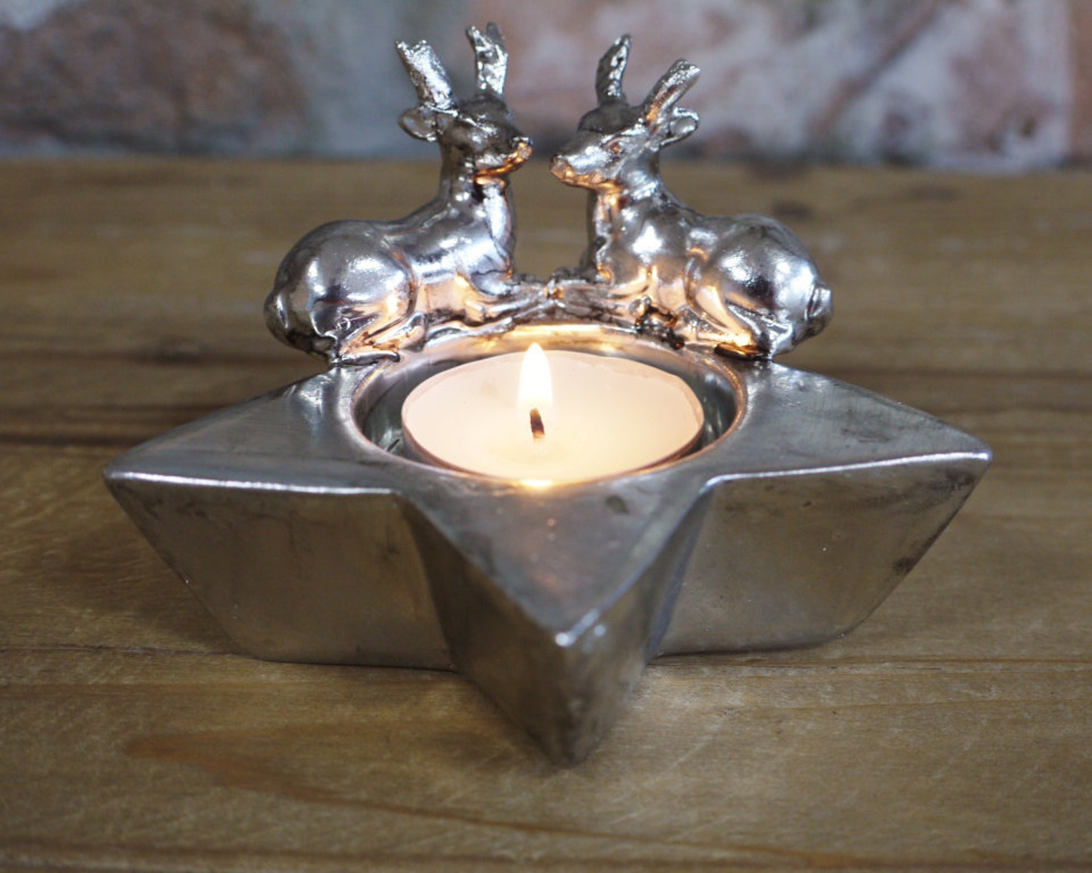 Stag Silver Tealight Candle Holder Unique Home Decor Etsy