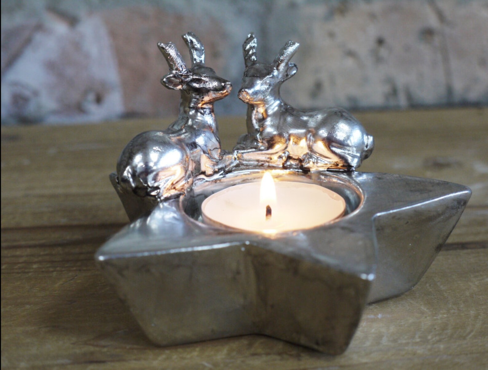 Stag Silver Tealight Candle Holder Unique Home Decor Etsy