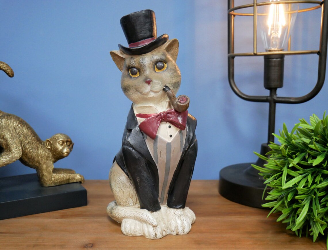 Gentleman Cat Ornament Indoor Unique Home Decor Etsy UK