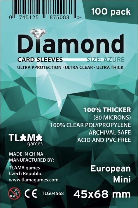 Card sleeves Diamond Azure: European Mini (45x68 mm) Card sleeves Diamond Azure: European Mini (45x68 mm)