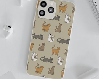 Cat Phone Case - iPhone, Android (Samsung Galaxy) pattern print cover perfect gift 4 animal pet parent lover kawaii cute mobile protector xr