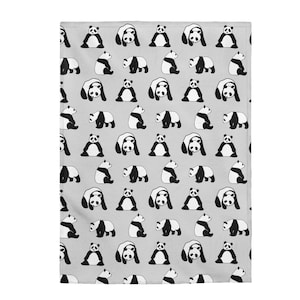 Panda Baby Blanket pattern print throw perfect nursery shower gift 4 animal wildlife conservation lover silly happy cool cheeky kawaii cute image 1