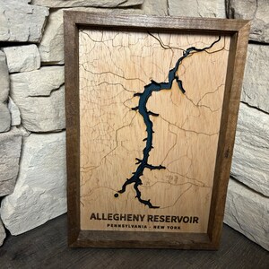 Customizable Gift Size Allegheny Reservoir Depth Map